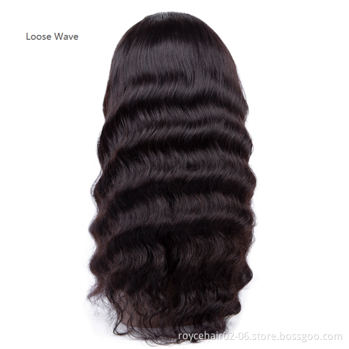 Natural Virgin Malaysian Human Hair 200 Density Loose Wave Lace Front Custom Wig with Natural Hairline Closure